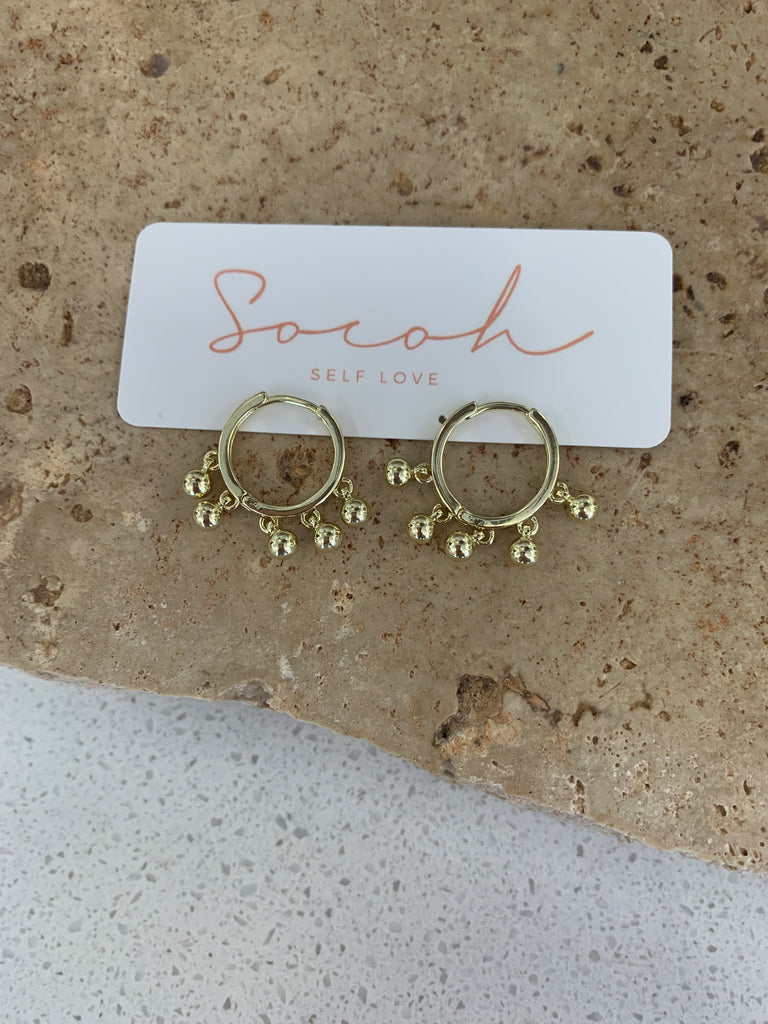 Bead Hoop Earrings - Gold