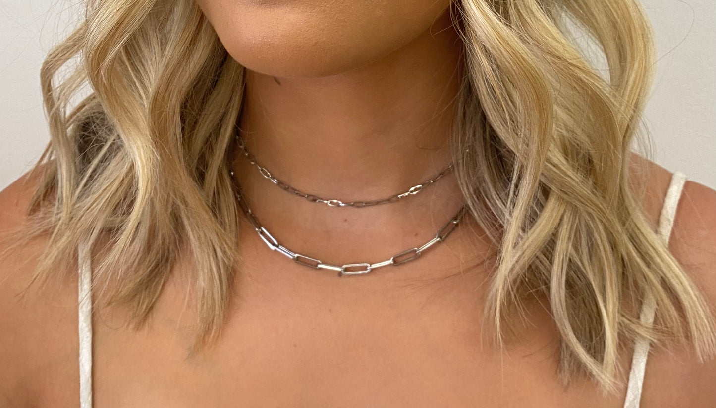 Selina Link Necklace - Silver