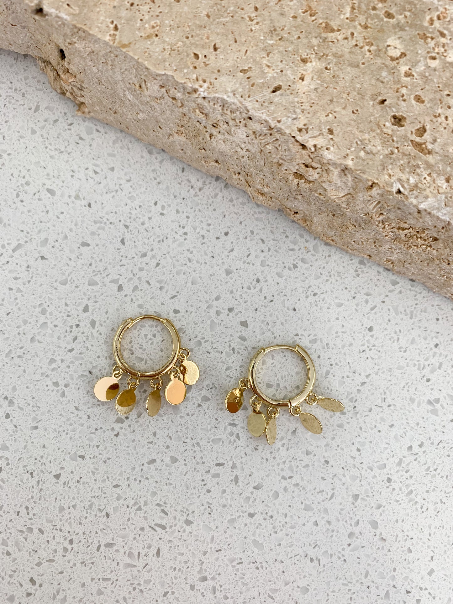 Disc Hoop Earrings - Gold